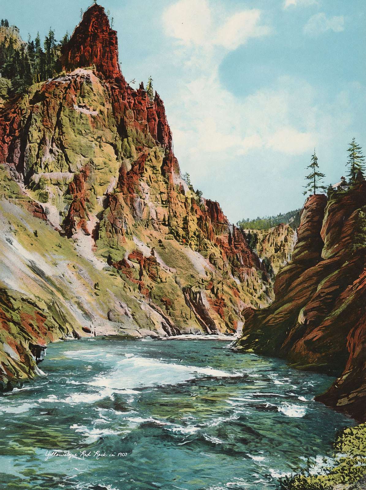 Yellowstone Red Rock from Bottom of Canyon in 1907 Vintage Print (7 Sizes)