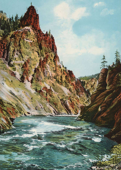 Yellowstone Red Rock from Bottom of Canyon in 1907 Vintage Print (7 Sizes)