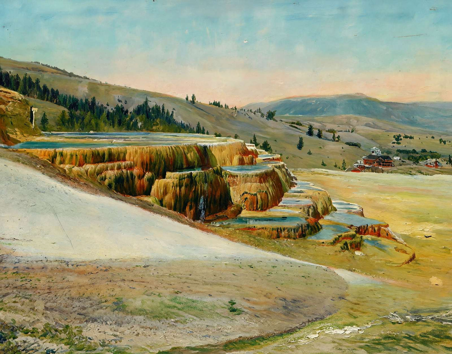 Yellowstone Minerva Terrace Mammoth Hot Springs in 1907 Art Print (7 Sizes)