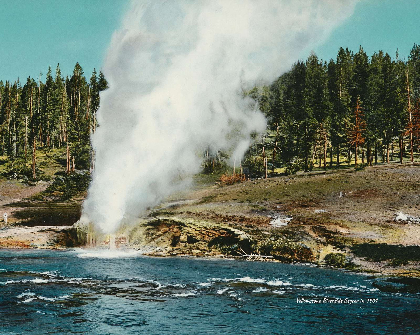 Yellowstone Riverside Geyser in 1907 vintage print
