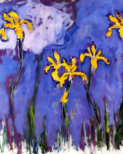 Yellow Irises with Pink Cloud fine art print by Claude Monet (1914)