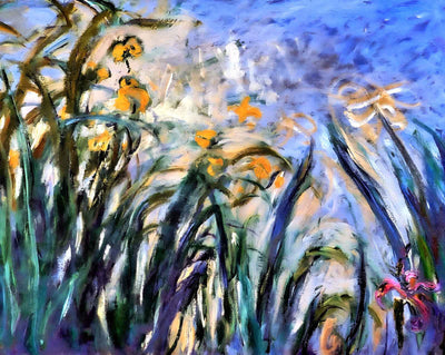 Yellow Irises and Malva art print by Claude Monet (1914)