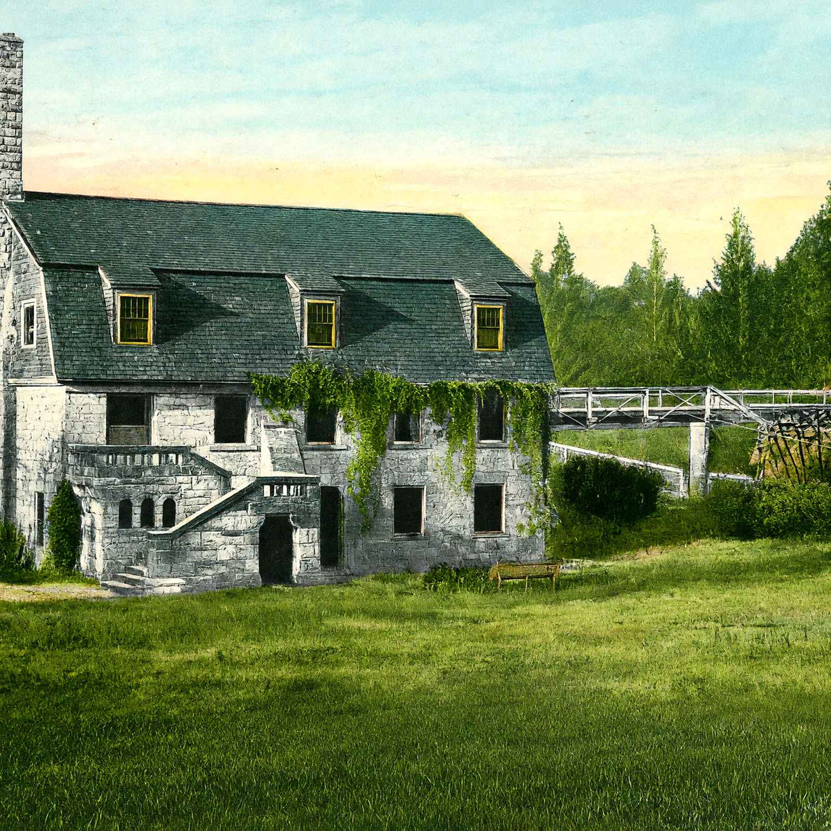 Youngstown Ohio Pioneer Pavilion Mill Creek Park in 1907 Vintage Print