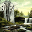 Youngstown Ohio Old Mill and Falls Mill Creek Park in 1907 Vintage Print