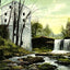 Youngstown Ohio Old Mill and Falls Mill Creek Park in 1907 Vintage Print