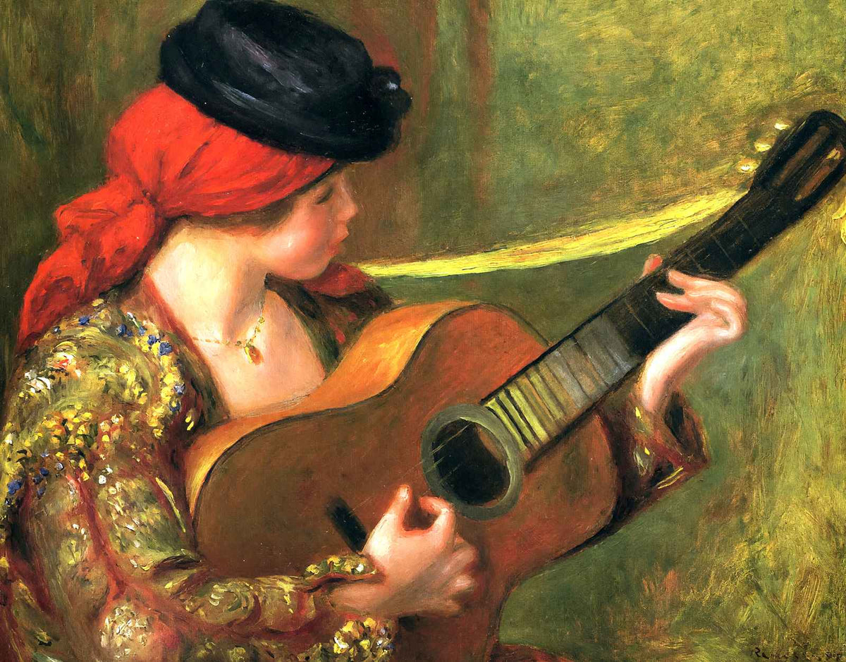Young Spanish Woman with a Guitar 1898 by Renoir Art Print (6 Sizes) - Enhanced