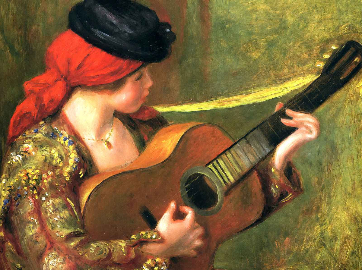 Young Spanish Woman with a Guitar 1898 by Renoir Art Print (6 Sizes) - Enhanced