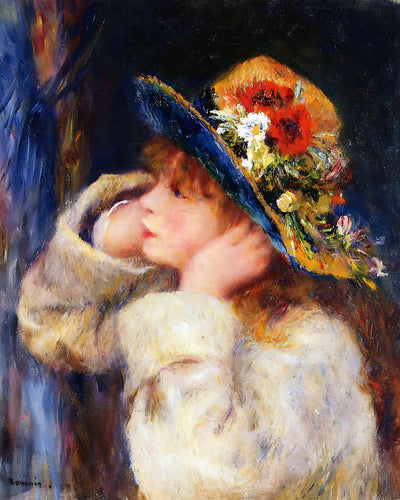 Young Girl in a Hat Decorated with Wildflowers 8x10" Print - Acid Free