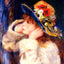 Young Girl in a Hat Decorated with Wildflowers painting by Pierre-Auguste Renoir (1880)