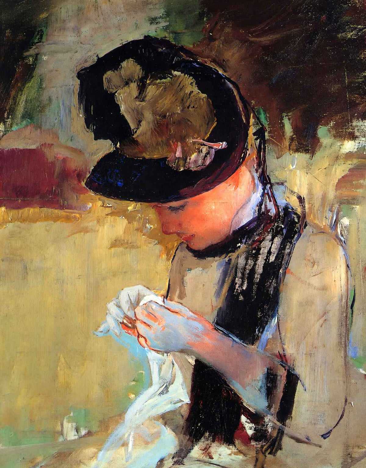 Young Woman Sewing in the Garden 1886 by Mary Cassatt Art Print (6 Sizes)
