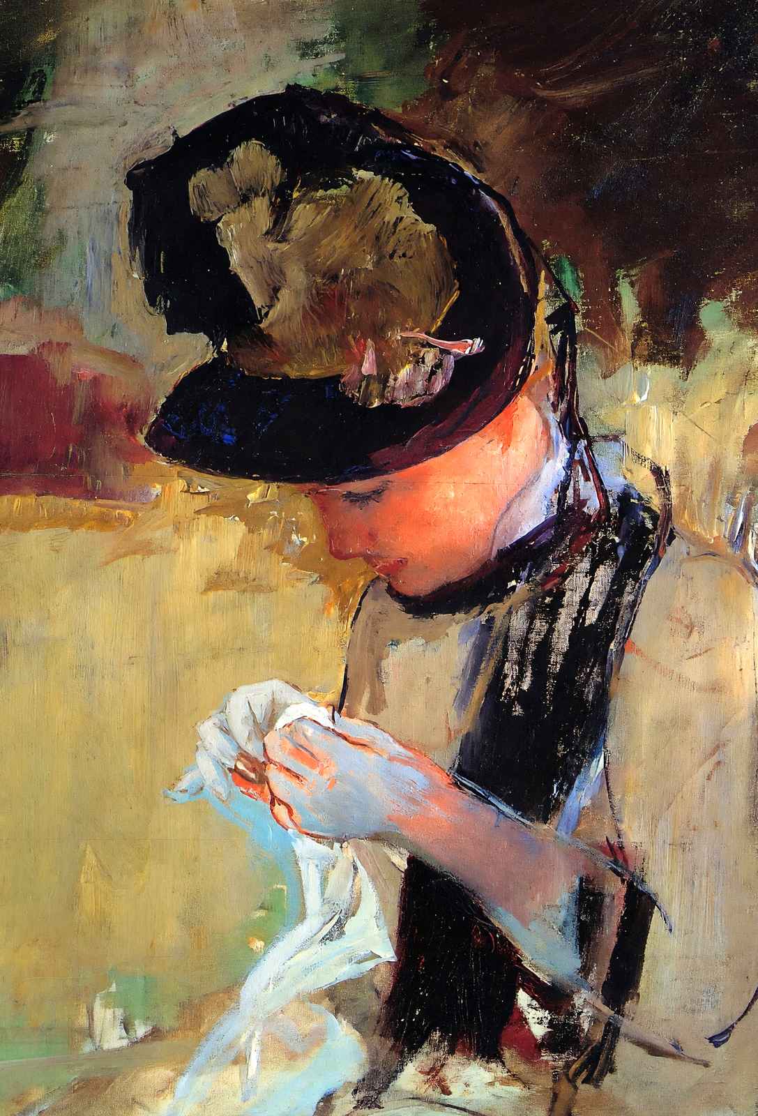 Young Woman Sewing in the Garden 1886 by Mary Cassatt Art Print (6 Sizes)