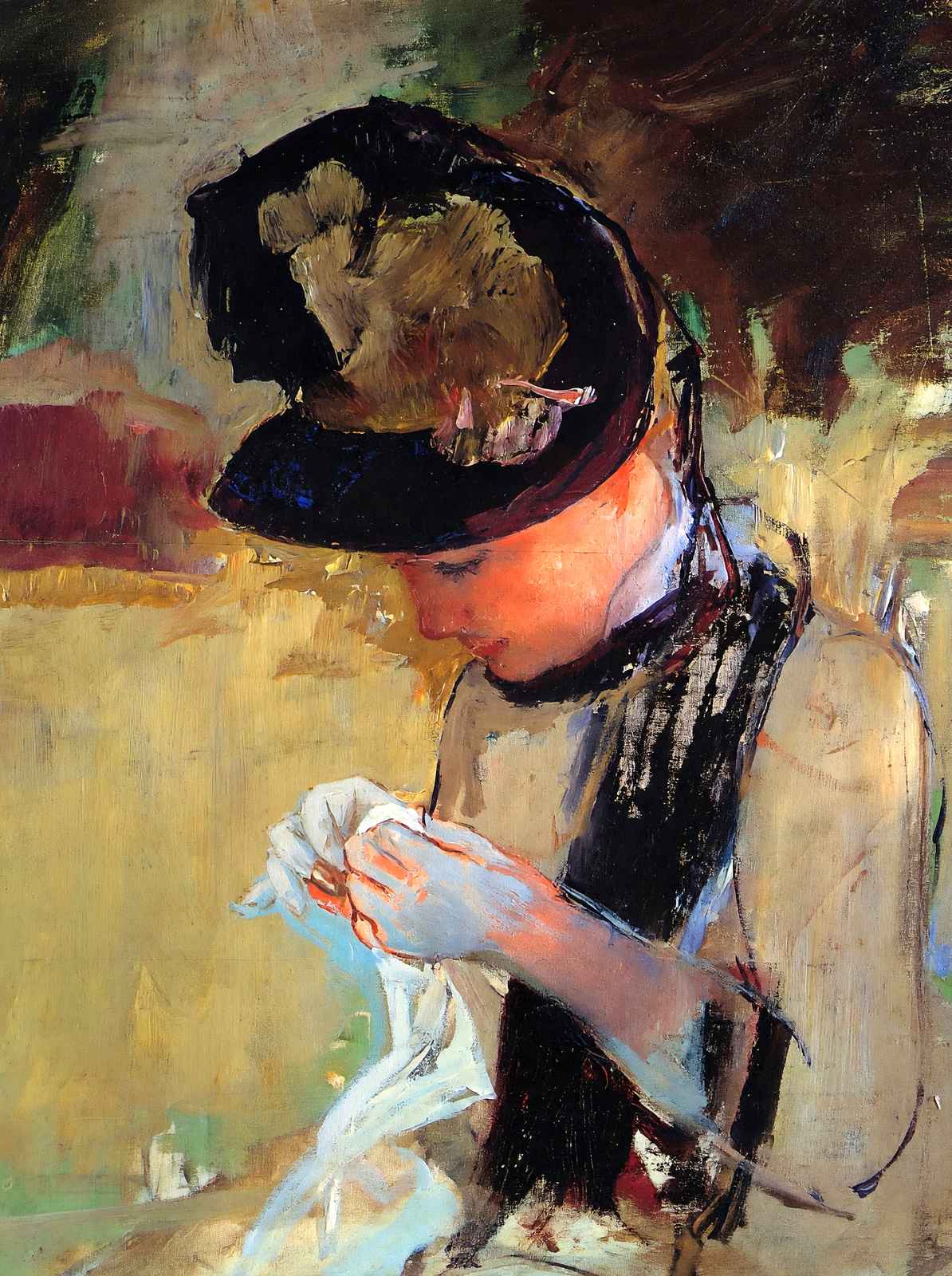 Young Woman Sewing in the Garden 1886 by Mary Cassatt Art Print (6 Sizes)