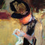 Young Woman Sewing in the Garden art print by Mary Cassatt (1886)