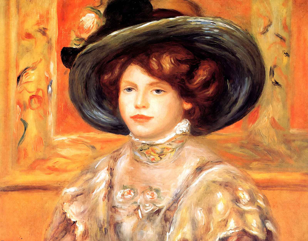 Young Woman in a Blue Hat 1900 by Pierre-Auguste Renoir Fine Art Print (6 Sizes)