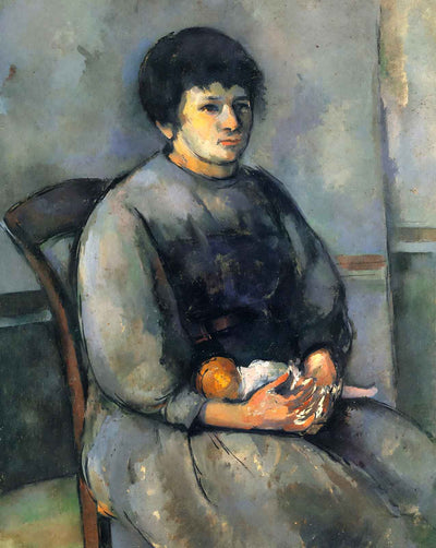 Young Girl with a Doll painting by Paul Cezanne (1902)