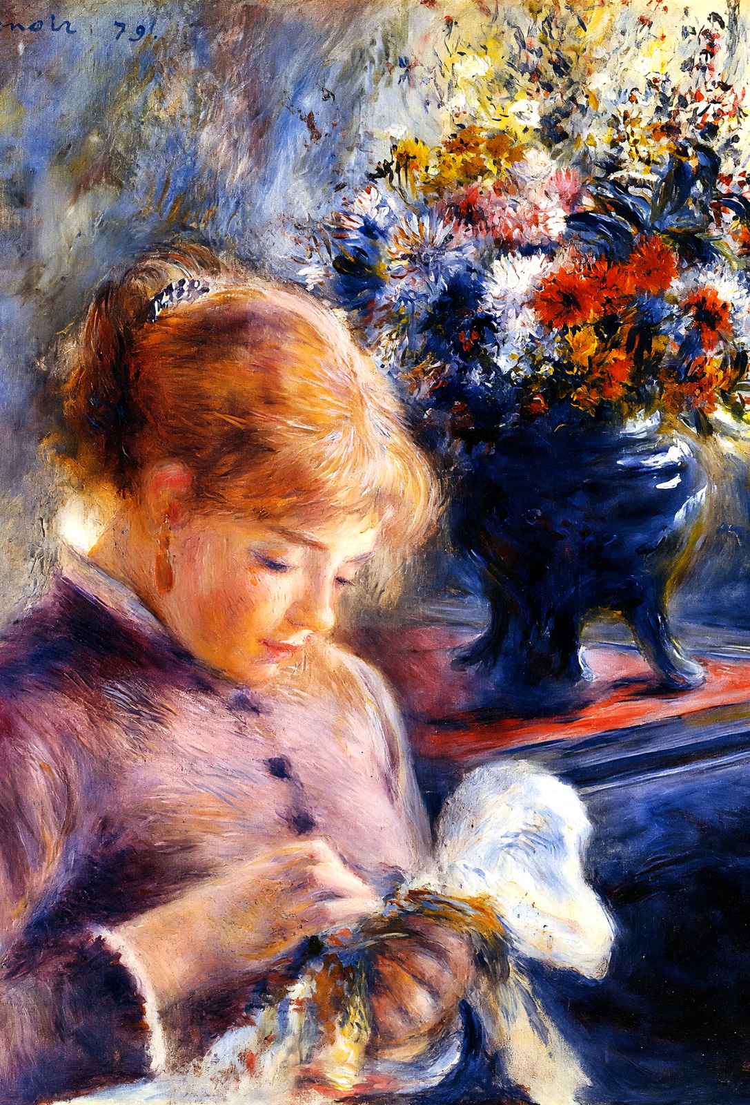 Young Woman Sewing 1879 Painting by Pierre-Auguste Renoir Art Print (6 Sizes)