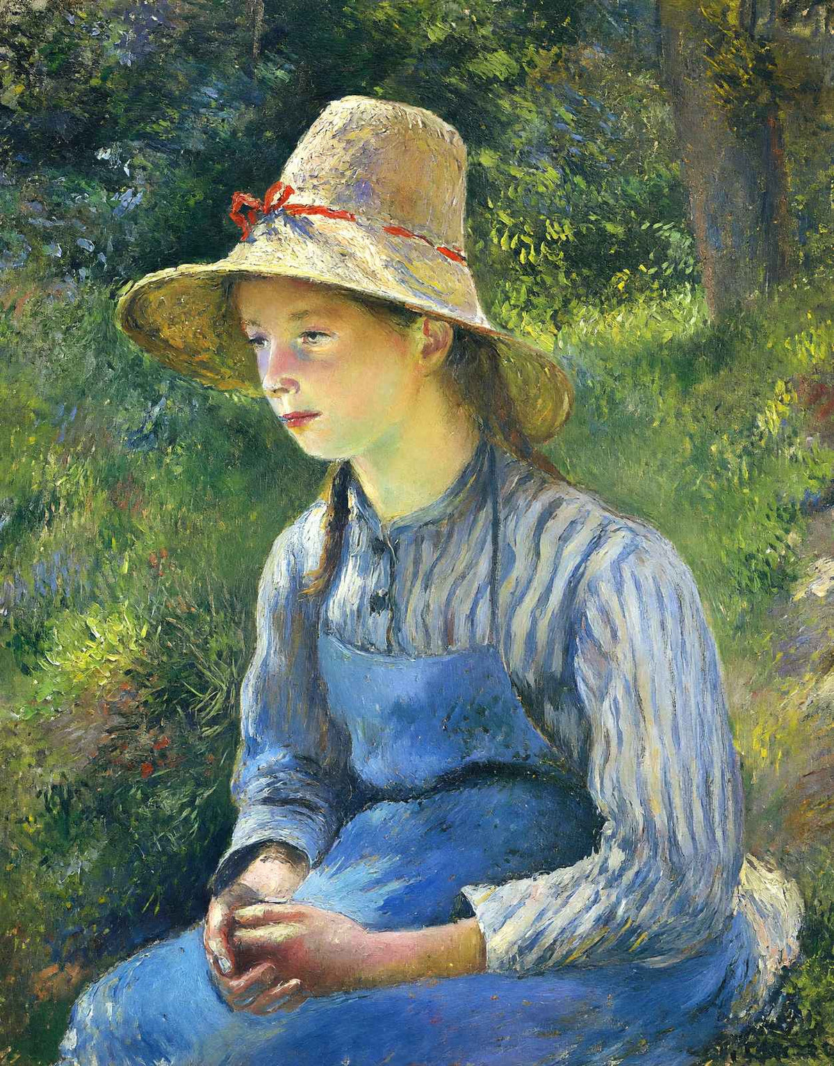 Young Peasant Girl Wearing a Hat Art Print 1881 by Camille Pissarro (6 Sizes)