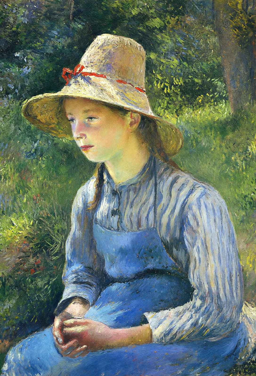 Young Peasant Girl Wearing a Hat Art Print 1881 by Camille Pissarro (6 Sizes)