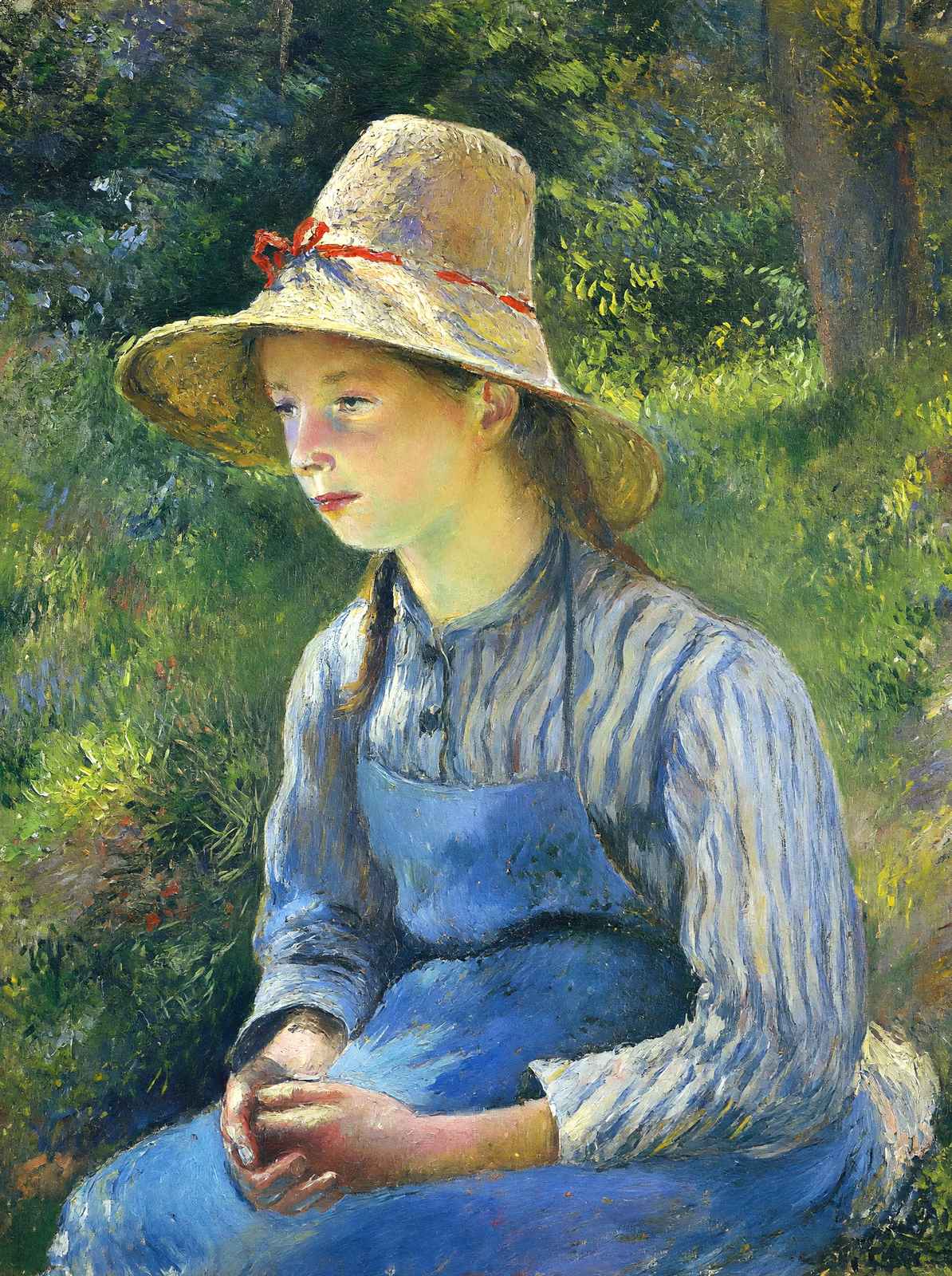 Young Peasant Girl Wearing a Hat Art Print 1881 by Camille Pissarro (6 Sizes)