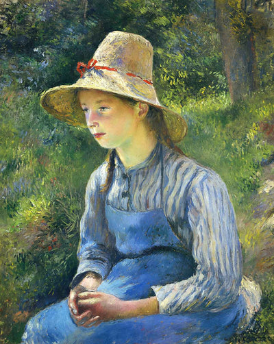 Young Peasant Girl Wearing a Hat painting by Camille Pissarro (1881)