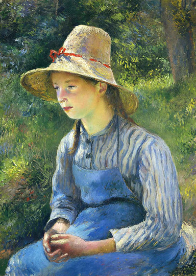Young Peasant Girl Wearing a Hat Art Print 1881 by Camille Pissarro (6 Sizes)