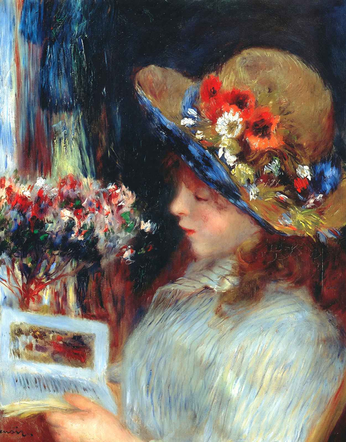 Young Girl Reading Fine Art Print 1886 by Pierre-Auguste Renoir (6 Sizes)