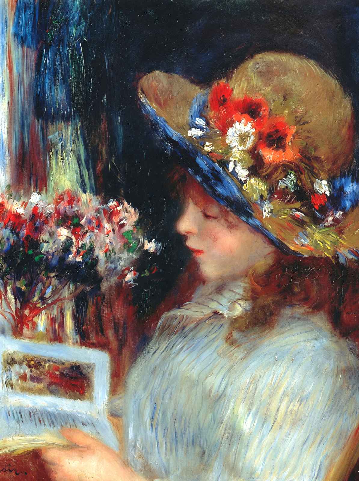 Young Girl Reading Fine Art Print 1886 by Pierre-Auguste Renoir (6 Sizes)