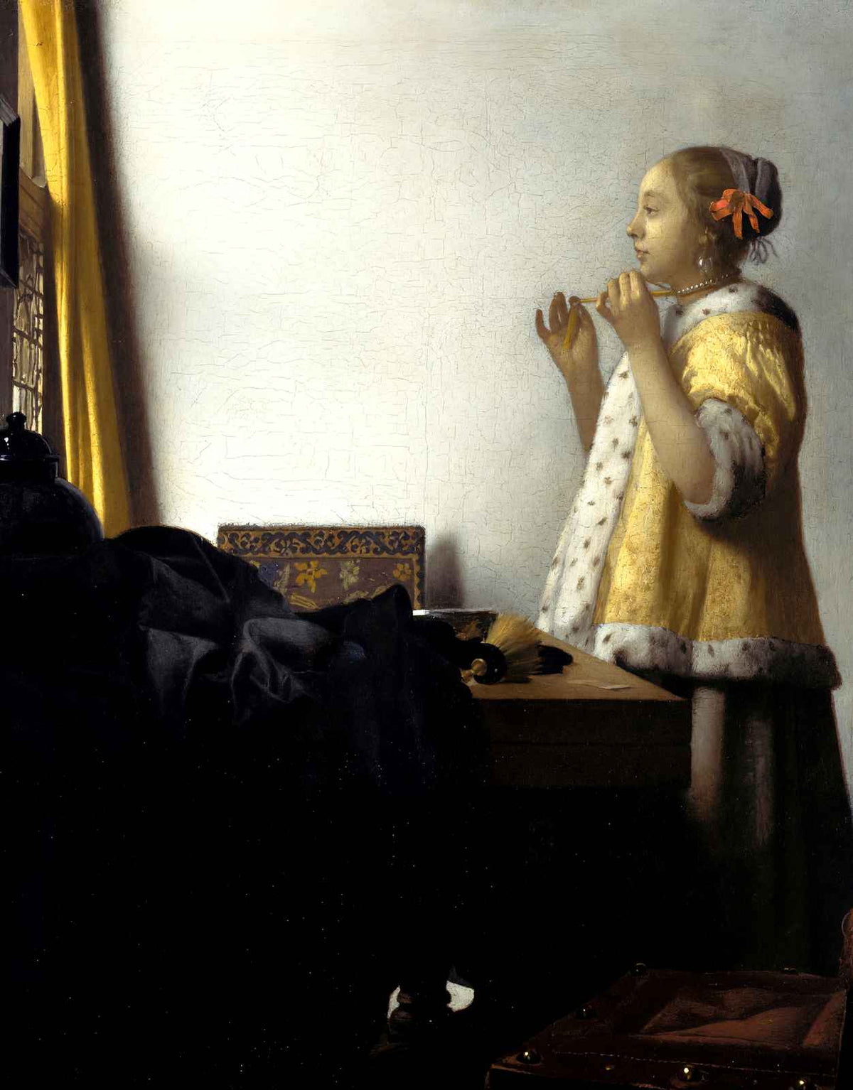 Young Woman with a Pearl Necklace 1662 by Johannes Vermeer Art Print (6 Sizes)