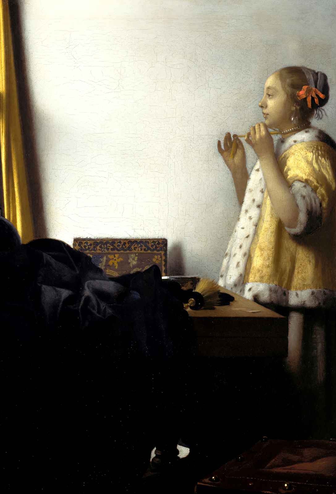 Young Woman with a Pearl Necklace 1662 by Johannes Vermeer Art Print (6 Sizes)