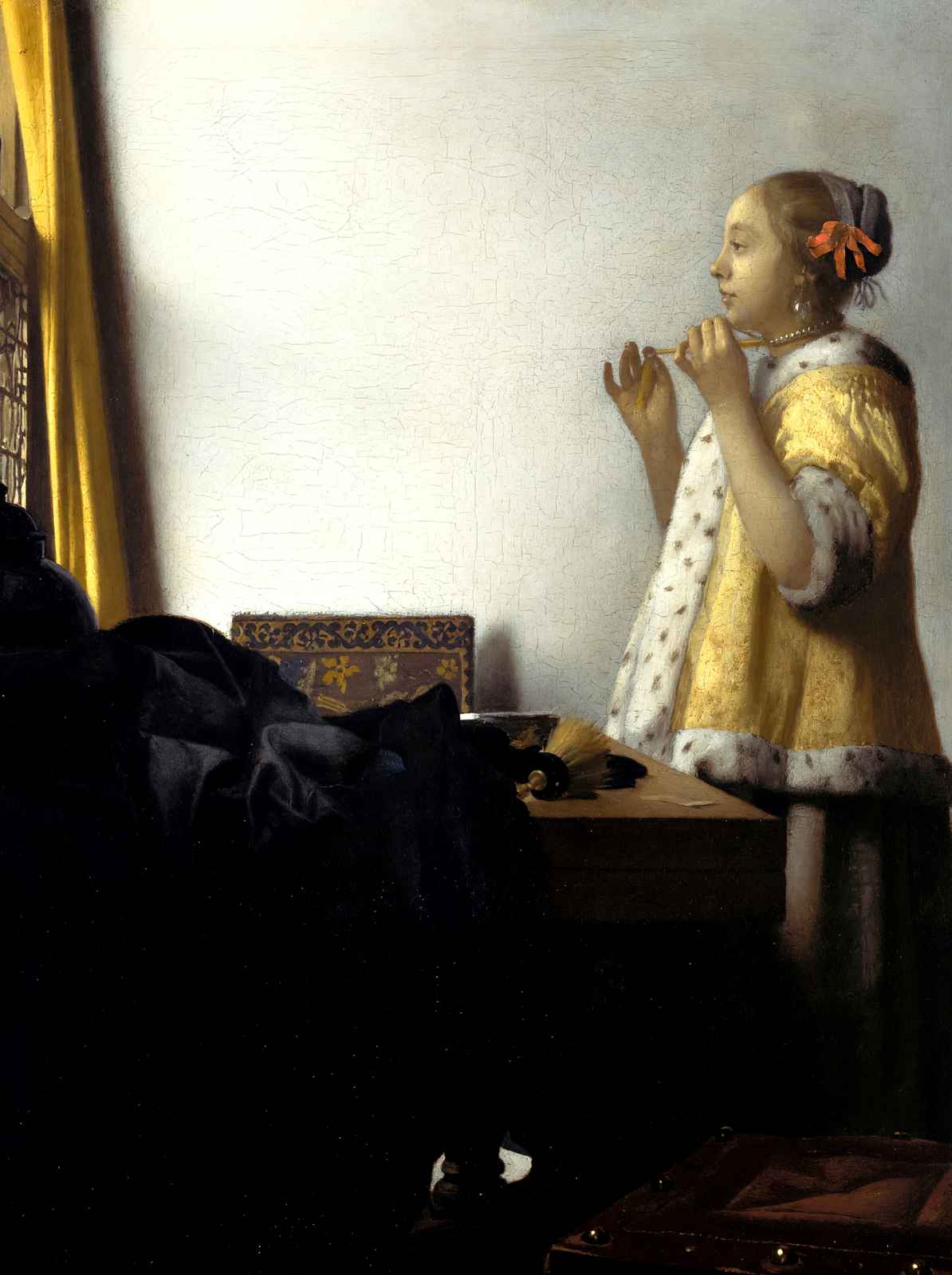 Young Woman with a Pearl Necklace 1662 by Johannes Vermeer Art Print (6 Sizes)