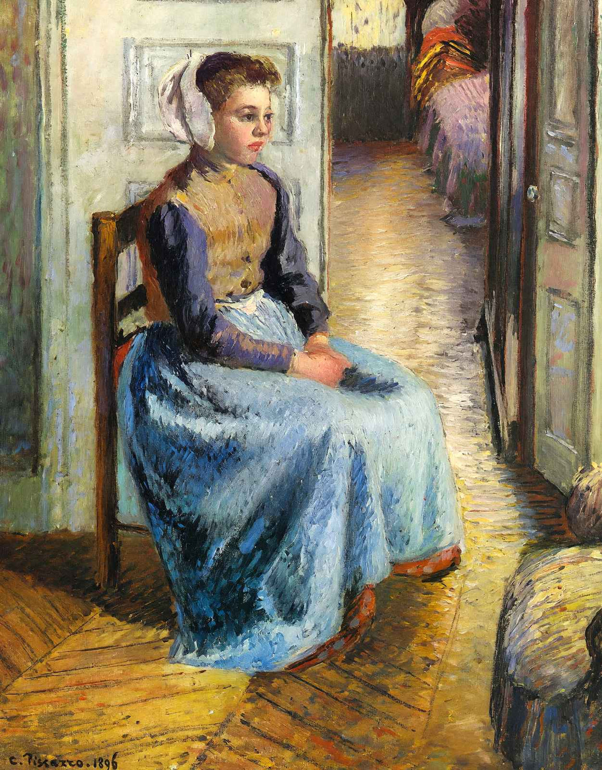 Young Flemish Maid Painting by Camille Pissarro Art Print (6 Sizes)