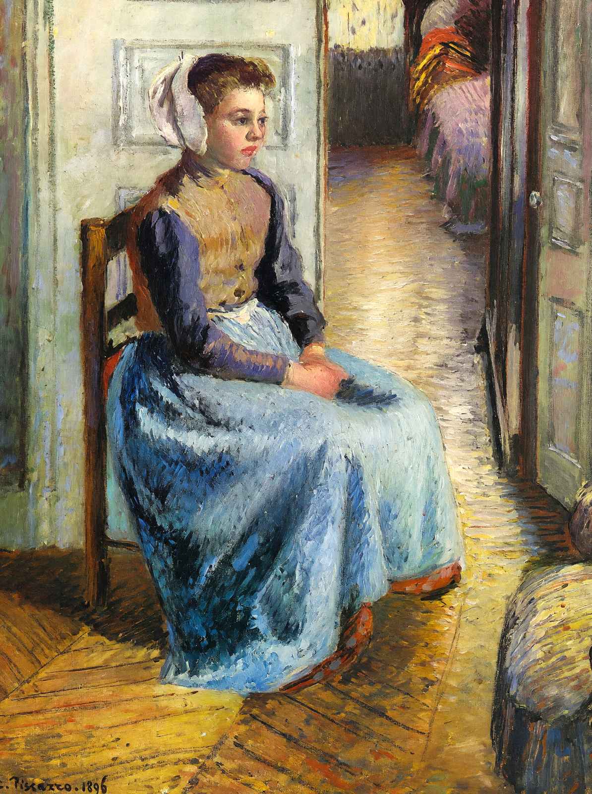 Young Flemish Maid Painting by Camille Pissarro Art Print (6 Sizes)