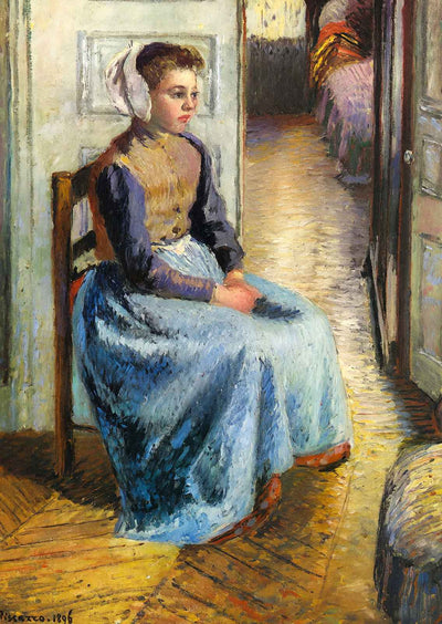Young Flemish Maid Painting by Camille Pissarro Art Print (6 Sizes)