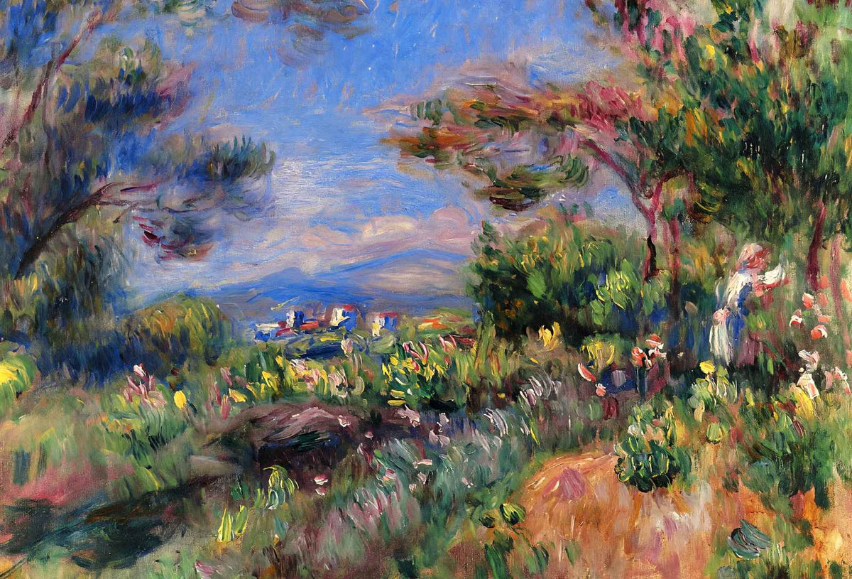 Young Woman in a Landscape, Cagnes 1905 by Renoir Art Print (6 Sizes)