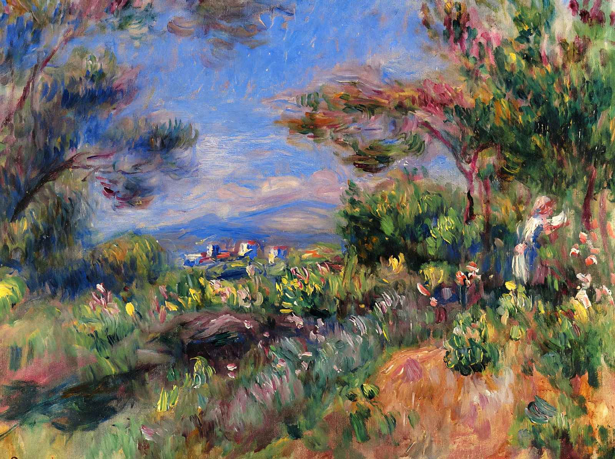 Young Woman in a Landscape, Cagnes 1905 by Renoir Art Print (6 Sizes)