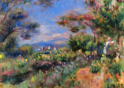 Young Woman in a Landscape, Cagnes 1905 by Renoir Art Print (6 Sizes)