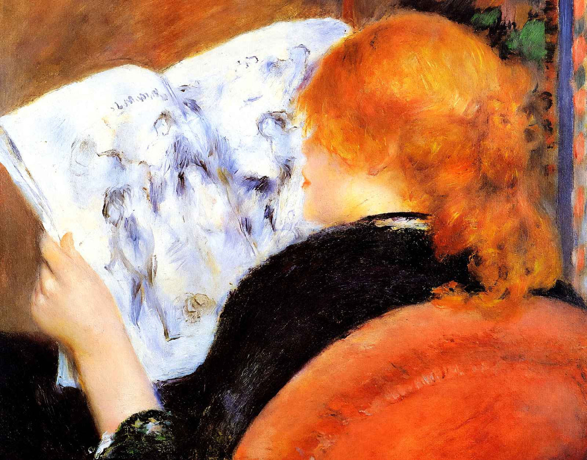 Young Woman Reading an Illustrated Journal 1880 Art Print (6 Sizes)