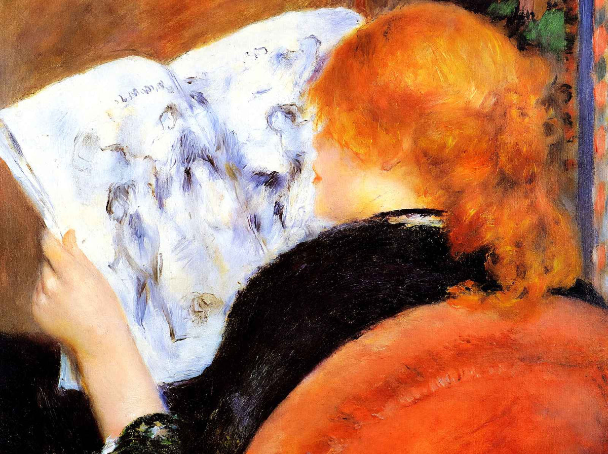 Young Woman Reading an Illustrated Journal 1880 Art Print (6 Sizes)