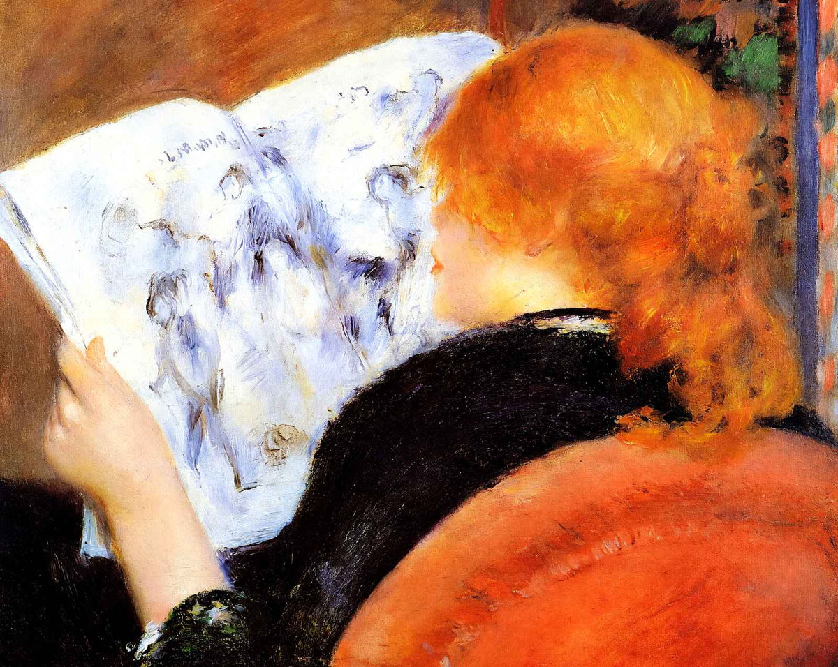 Young Woman Reading an Illustrated Journal painting print by Pierre-Auguste Renoir (1880)