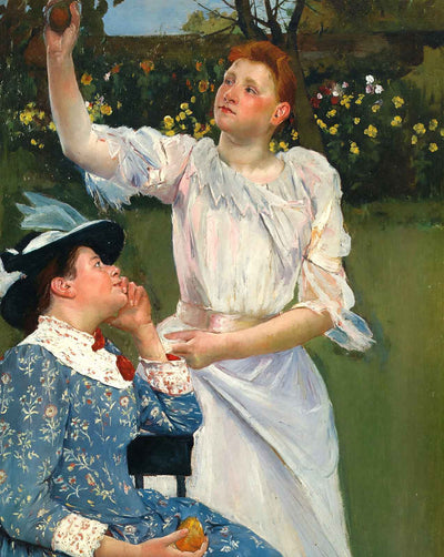 Young Woman Picking Fruit fine art print by Mary Cassatt (1892)