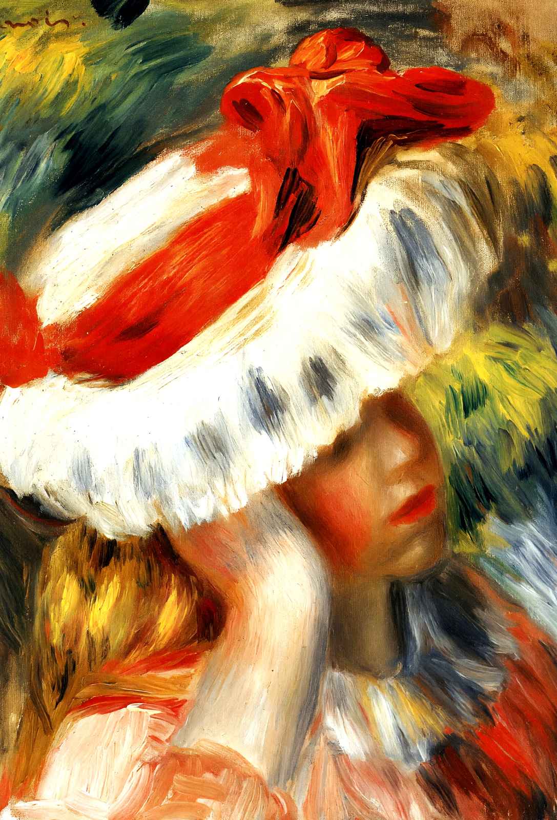Young Girl with a Hat 1895 by Pierre-Auguste Renoir Fine Art Print (6 Sizes)