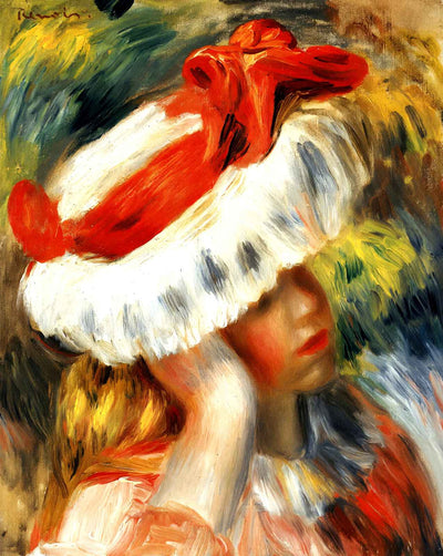 Young Girl with a Hat painting print by Pierre-Auguste Renoir (1895)