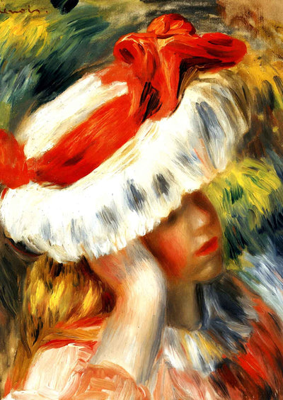Young Girl with a Hat 1895 by Pierre-Auguste Renoir Fine Art Print (6 Sizes)