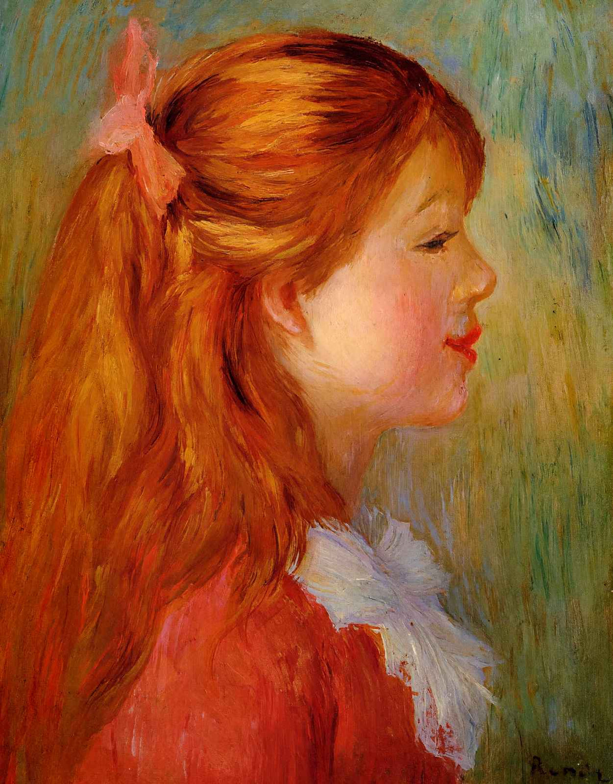 Young Girl with Long Hair in Profile Art Print 1890 by Renoir (6 Sizes)