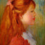 Young Girl with Long Hair in Profile painting by Pierre-Auguste Renoir (1890)