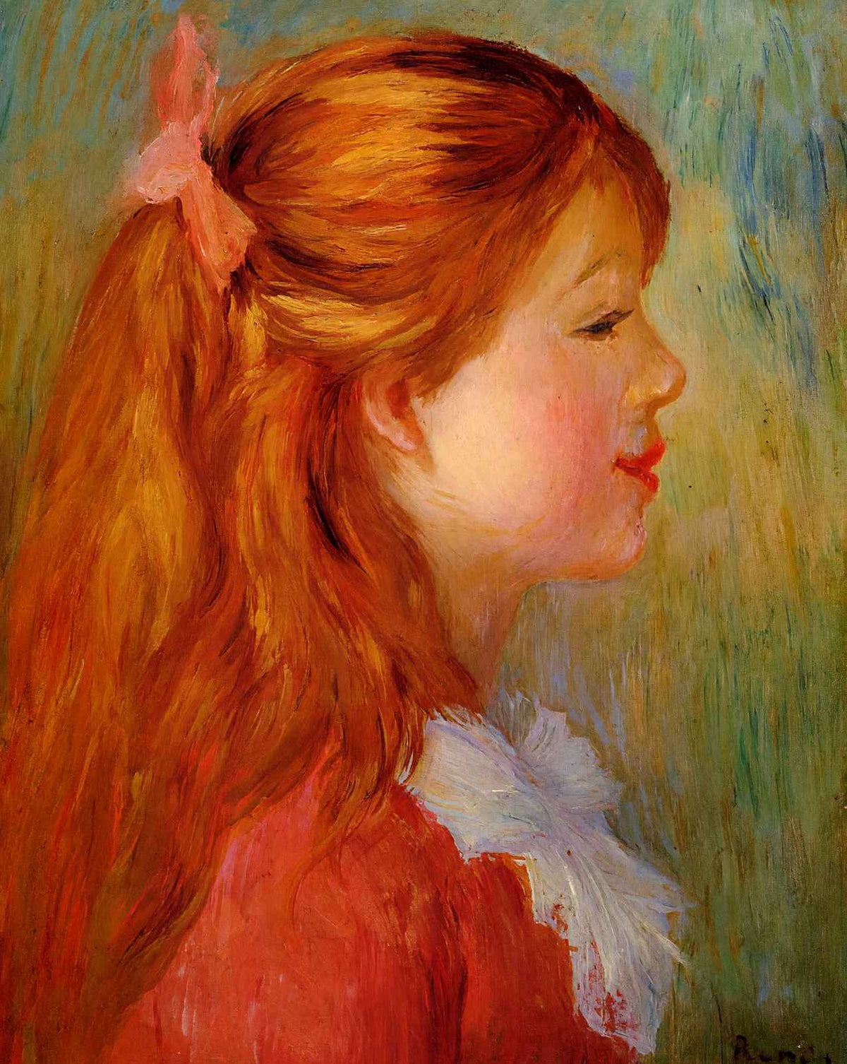 Young Girl with Long Hair in Profile painting by Pierre-Auguste Renoir (1890)