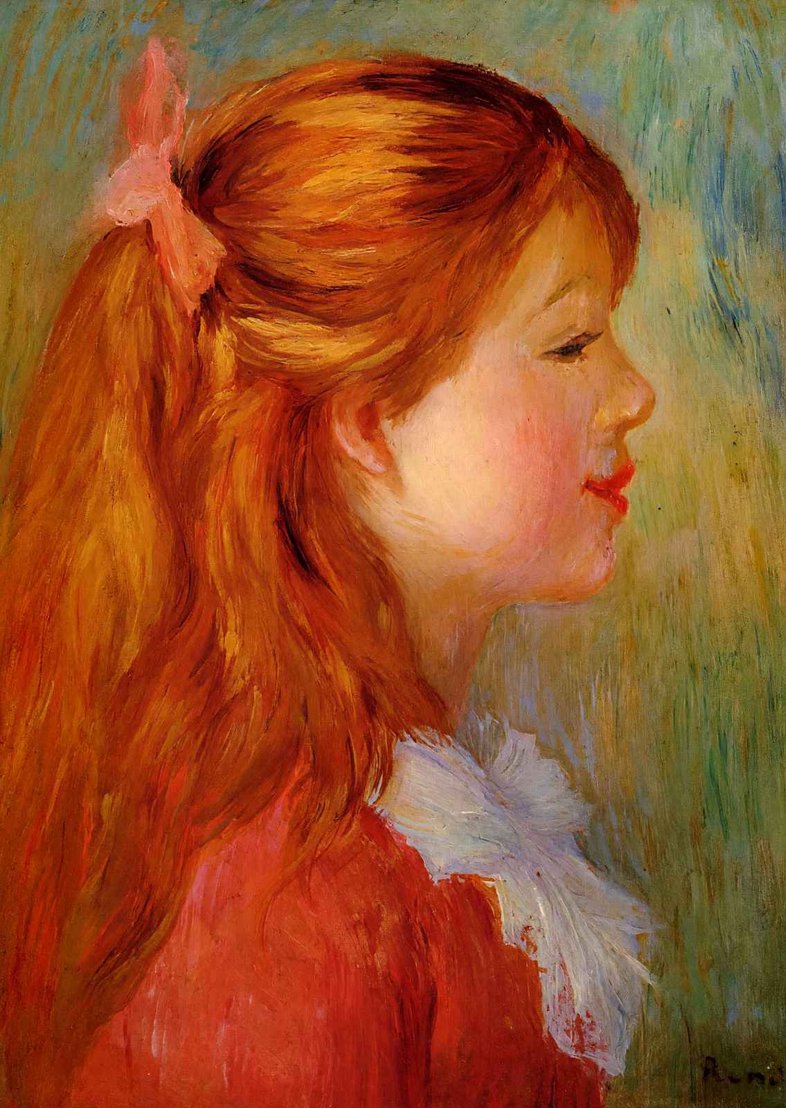 Young Girl with Long Hair in Profile Art Print 1890 by Renoir (6 Sizes)