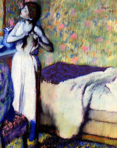 Young Girl Braiding Her Hair art print by Edgar Degas (1894)