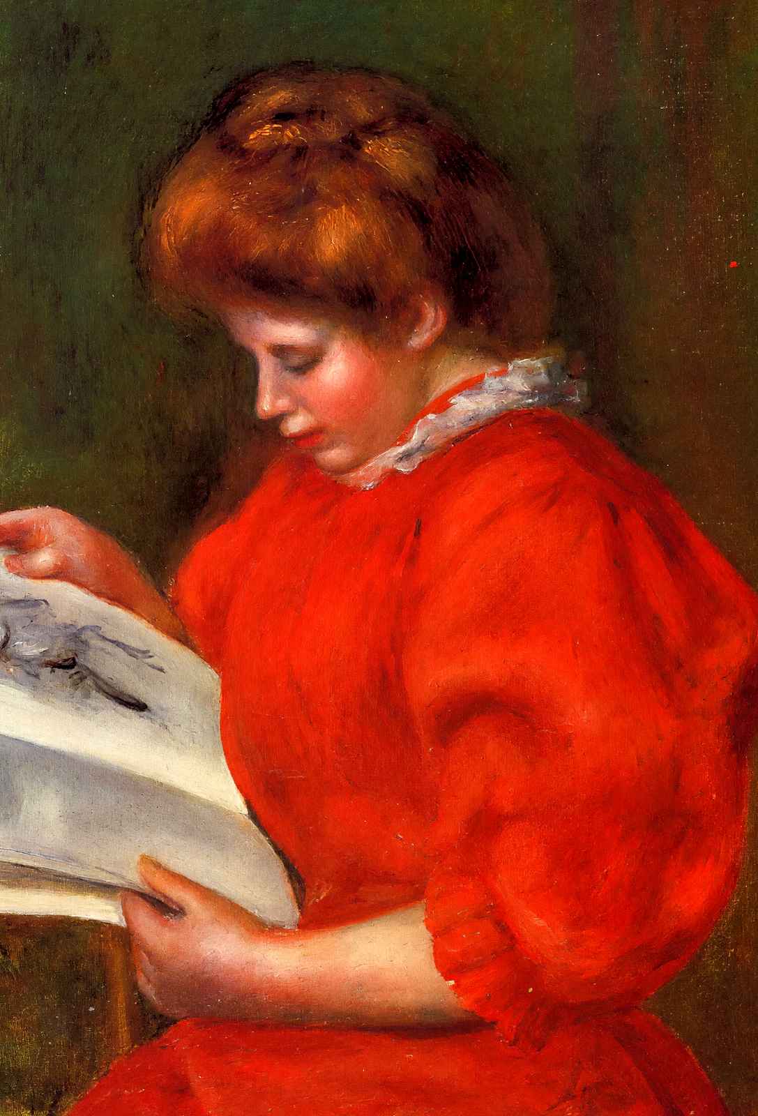Young Woman Looking at a Print 1896 by Pierre-Auguste Renoir Art Print (6 Sizes)