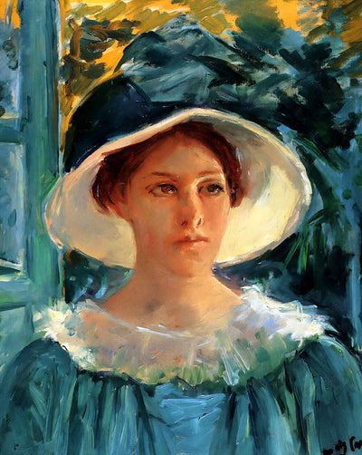 Young Woman in Green Outdoors in the Sun fine art print by Mary Cassatt (1914)